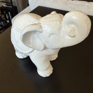 Elegant White Ceramic Elephant Figurine